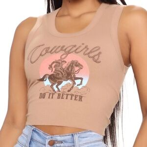 Fashion Nova Brown Cowgirls Tank Top